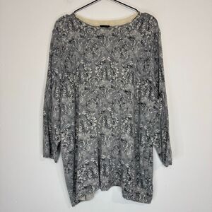 Talbots Printed Gray Cashmere Sweater 3X